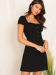 Button Front Square Neck Dress