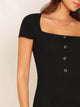 Button Front Square Neck Dress