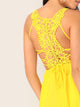 Neon Yellow Lace Up Guipure Lace Back Cami Sundress