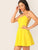Neon Yellow Lace Up Guipure Lace Back Cami Sundress