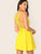 Neon Yellow Lace Up Guipure Lace Back Cami Sundress