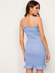 Ruffle Hem Shirred Bodycon Cami Dress