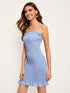 Ruffle Hem Shirred Bodycon Cami Dress
