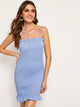 Ruffle Hem Shirred Bodycon Cami Dress