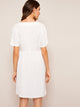 Solid V-neck Smock Dress