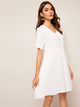 Solid V-neck Smock Dress