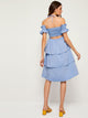 Layered Ruffle Hem Shirred Halter Dress