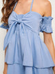 Layered Ruffle Hem Shirred Halter Dress