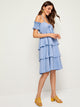 Layered Ruffle Hem Shirred Halter Dress