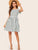 Square Neck Flutter Sleeve Striped Dress