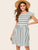 Square Neck Flutter Sleeve Striped Dress