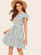 Square Neck Flutter Sleeve Striped Dress