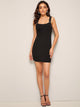 Adjustable Strap Solid Bodycon Dress