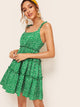 Ditsy Floral Layered Frilled Trim Sundress