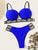 Letter Tape Underwire Top With Cut-out Bikini Set