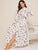 Floral Print Ruffle Trim Self Belted Shirt Dress