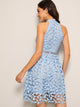 Guipure Lace Overlay Halter Dress