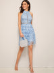 Guipure Lace Overlay Halter Dress