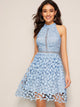 Guipure Lace Overlay Halter Dress
