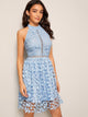 Guipure Lace Overlay Halter Dress