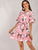 Large Floral Print Belted Ruffle Hem Dress