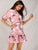 Large Floral Print Belted Ruffle Hem Dress