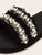 Faux Pearl Decor Tweed Flat Sliders