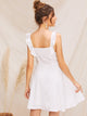 Ruffle Trim Button Front Fit & Flare Dress