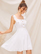 Ruffle Trim Button Front Fit & Flare Dress