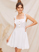 Ruffle Trim Button Front Fit & Flare Dress