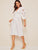 Laser Cut Lantern Sleeve Wide Waistband Dress