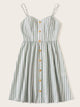 Button Front Striped Slip Dress