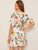 Floral Print Ruffle Hem Belted Dress