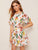 Floral Print Ruffle Hem Belted Dress