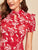 Keyhole Collared Neck Ruffle Trim Floral Dress