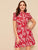 Keyhole Collared Neck Ruffle Trim Floral Dress