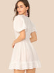 Schiffy Puff Sleeve Ruffle Hem Flare Dress