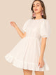 Schiffy Puff Sleeve Ruffle Hem Flare Dress