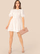Schiffy Puff Sleeve Ruffle Hem Flare Dress