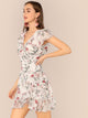 Ruffle Trim Floral Print Wrap Dress