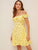 Polka Dot Shirred Back Ruffle Bardot Flare Dress