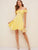Polka Dot Shirred Back Ruffle Bardot Flare Dress