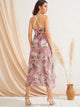Criss-cross Tie Back Floral Print Guipure Lace Dress