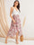 Criss-cross Tie Back Floral Print Guipure Lace Dress