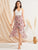 Criss-cross Tie Back Floral Print Guipure Lace Dress