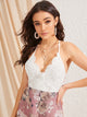 Criss-cross Tie Back Floral Print Guipure Lace Dress