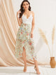 Criss-cross Tie Back Floral Print Guipure Lace Dress