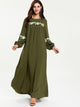 Floral Appliques Bishop Sleeve Maxi Dress