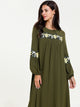 Floral Appliques Bishop Sleeve Maxi Dress