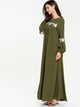 Floral Appliques Bishop Sleeve Maxi Dress